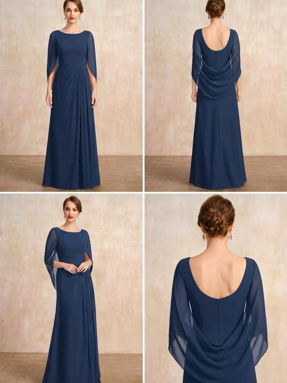 JJs House Navy Chiffon Evening Gown